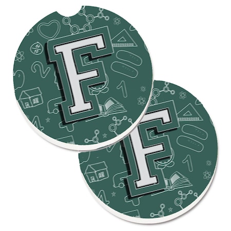 Carolines Treasures Letter F Back to School Initial  Cup Holder Car Coaster, PK2 CJ2010-FCARC